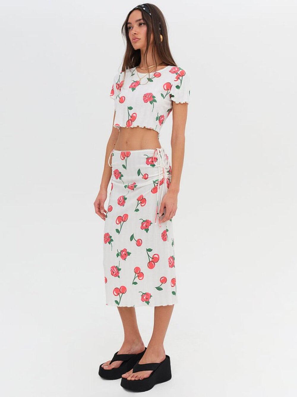 For Love & Lemons Wilma Baby Tee + Midi Skirt Bundle